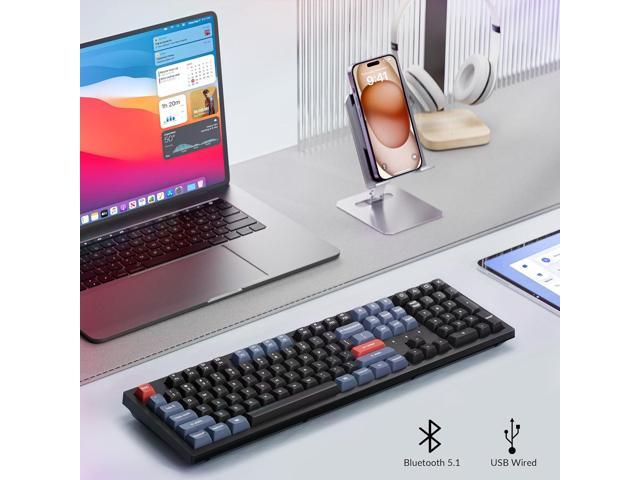 Keychron K10 Pro Wireless Custom Mechanical Keyboard, QMK Programmable Bluetooth 100% Layout with Silent Red Switch White Backlight Compatible with...