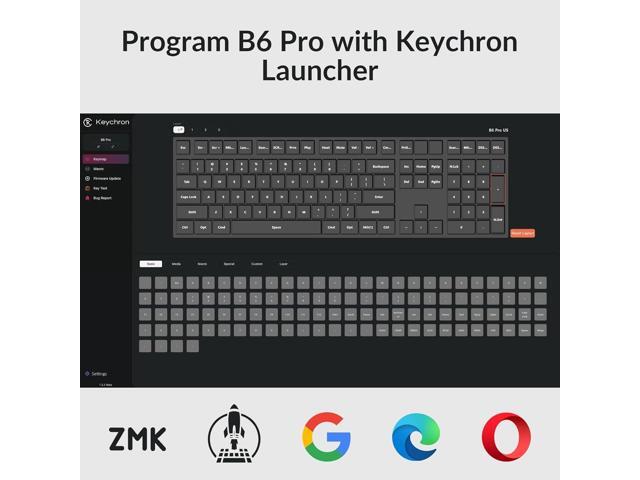 Keychron B6 Pro Ultra-Thin Wireless Keyboard, Full-Size ZMK with Numeric Keypad Quiet Typing, 2.4 GHz/Bluetooth 5.2/Wired Connection Long Battery...