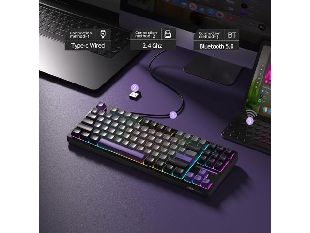 MageGee LIGHT87 Wireless Creamy Keyboard, Gasket Structure Hot Swappable Mechanical Keyboards, 2.4G/USB-C/BT5.0 RGB Backlit Gaming Keyboard for...