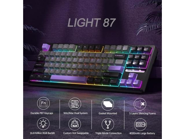 MageGee LIGHT87 Wireless Creamy Keyboard, Gasket Structure Hot Swappable Mechanical Keyboards, 2.4G/USB-C/BT5.0 RGB Backlit Gaming Keyboard for...