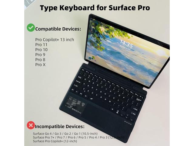 mobee Keyboard for Microsoft Surface Pro Copilot+ (11th Edition) / Pro 11/10 / 9/8 / X, 13 inch, Detachable Type Cover with Touchpad, Pen Holder...