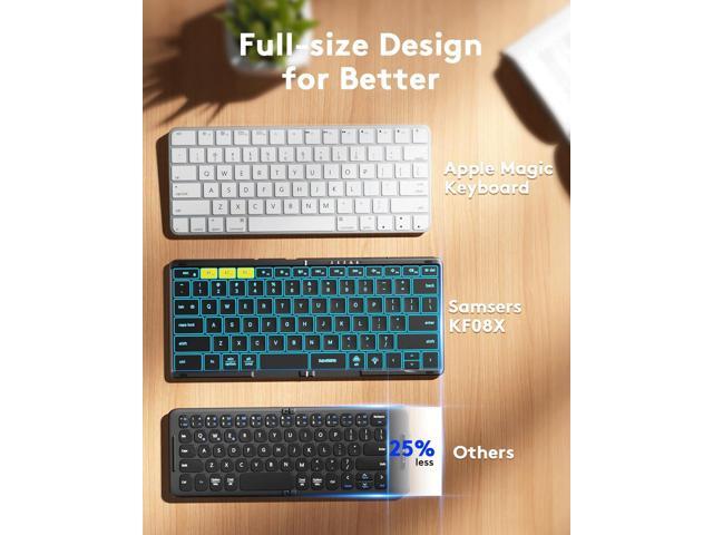 Samsers Full-Size Foldable Bluetooth Keyboard, KF08X Wireless Folding Keyboard with Backlight, Portable Travel Keyboards for iPhone iPad Smartphone...