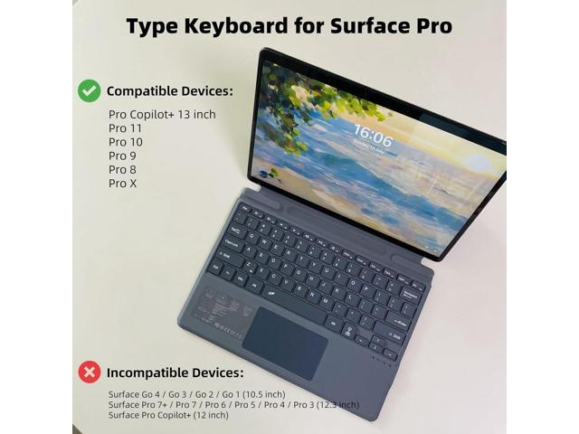 mobee Keyboard for Microsoft Surface Pro Copilot+ (11th Edition) / Pro 11/10 / 9/8 / X, 13 inch, Detachable Type Cover with Touchpad, Pen Holder...