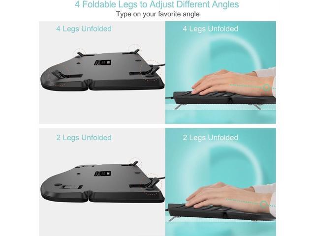 Arteck Ergonomic USB Wired Keyboard with Cushioned Wrist & Palm Rest, Backlit 7 Colors & Adjustable Brightness Comfortable Natural Split Keyboard...