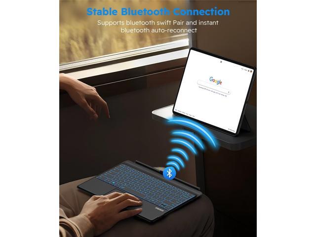 Surface Pro 3/4/5/6/7/7+ Keyboard, Ultra-Slim Wireless Bluetooth Surface Keyboard with Palm-Rejection Trackpad, 7-Color Backlit, Sleep/Wake...