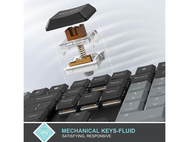 Arteck Mechanical 2.4G USB Wireless Performance Keyboard, Tacktile Quiet Brown Switches, Stainless Steel Low Profile for PC/Desktop/Laptop/TV and...