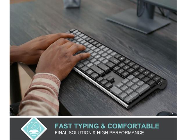 Arteck Mechanical 2.4G USB Wireless Performance Keyboard, Tacktile Quiet Brown Switches, Stainless Steel Low Profile for PC/Desktop/Laptop/TV and...