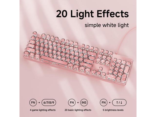 EWEADN TK100 Typewriter Keyboard Wired Mechanical Keyboard, 104 Keys Aesthetic Typewriter Keyboards with White Backlit, Anti-Ghosting, Blue Switch...