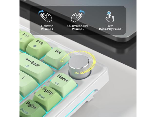 75% Wired Keyboard with Knob, 75 Percent Gaming Green Keyboard Hot Swappable Gasket Mount,White Switch,82 Keys TKL Mechanical Keyboard,NKRO Creamy...