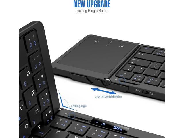 Eelexa Foldable Travel Key Board Wireless Portable Folding Keyboard with Touchpad, Lock Hinge Battery Level Display, Bluetooth Keyboard for ipad...