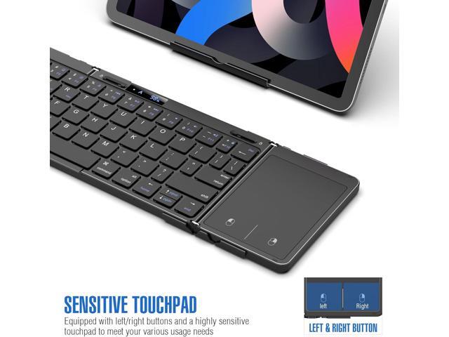 Eelexa Foldable Travel Key Board Wireless Portable Folding Keyboard with Touchpad, Lock Hinge Battery Level Display, Bluetooth Keyboard for ipad...