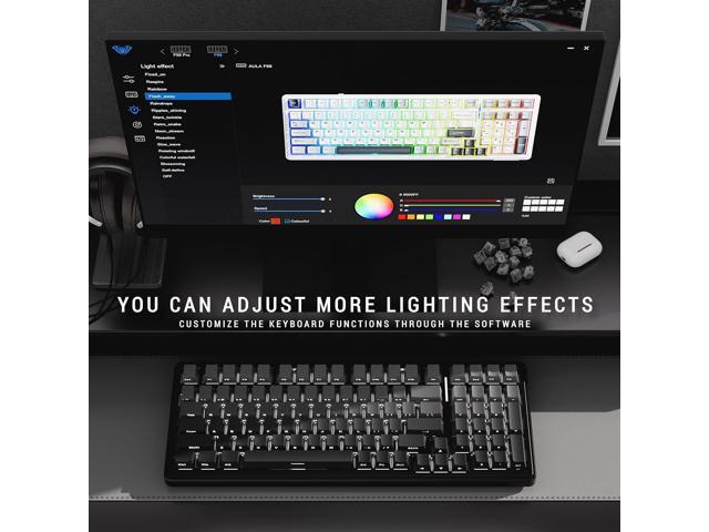x Aula F99 99% Mechanical Gaming Keyboard Wireless Bluetooth, 2.4Ghz RF, USB-C Wired Keyboard with RGB Backlit, Hot-Swappable Pre-lubed Linear...