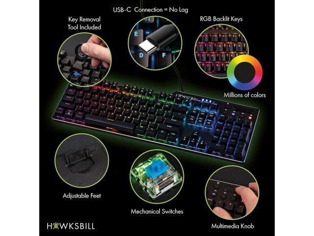 Scorpion V1 Wired Mechanical Gaming Keyboard - USB-A W/USB-C Connection Adaptor Tactile & Clicky Brilliant RGB Lighting Customizable Keys &...