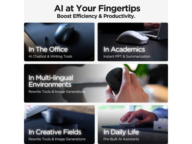 Virtusx Jethro AI Mouse - Voice & Audio Recorder for Lecture & Meeting, Centralized Software with Voice Typing, Writing Tools, Transcribe,...