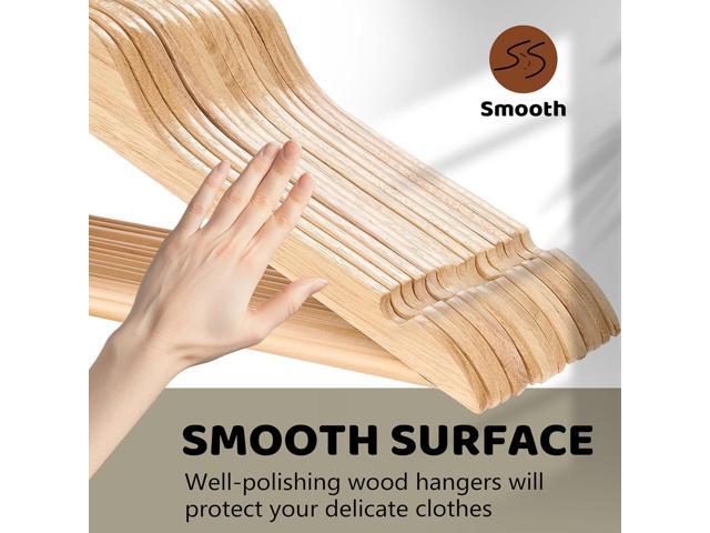 Wooden Hangers 20 Pack, Durable Wood Hangers with 360° Swivel Hook & Notches, Slim Coat Hanger Wooden for Closet, Natural