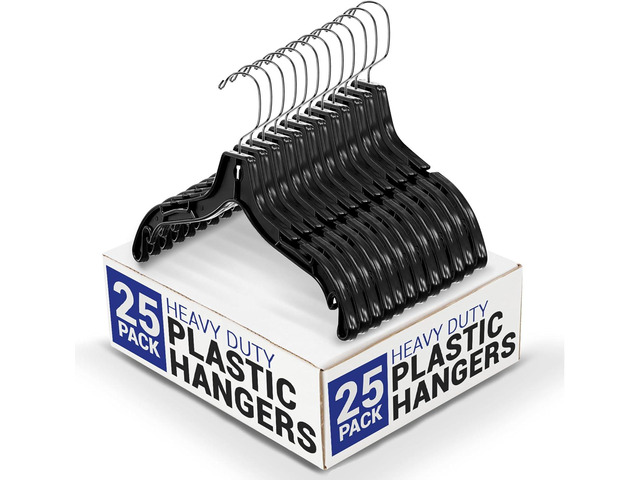 Victory Display Heavy Duty Plastic Black Hangers for Clothes Slim Hangers with Swivel Hooks & Notched Shoulder for Closet Durable, &...