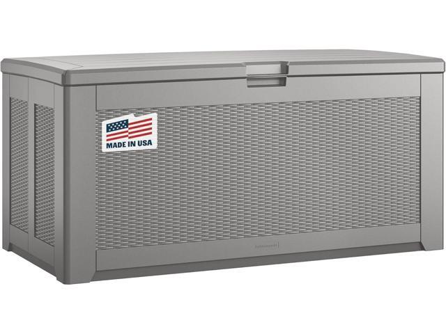 Rubbermaid Extra Large Resin Outdoor Storage Deck Box (134 Gal), Weather Resistant, Gray, Deck Organization for Home/Backyard/Pool.