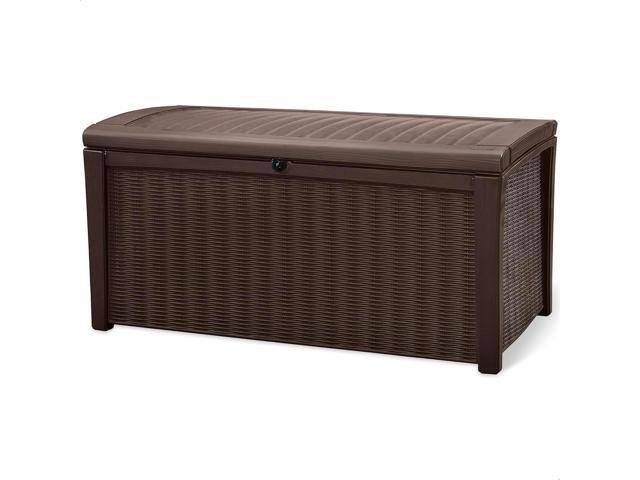 Keter Borneo 110 Gallon Resin Deck Box - Organization and Storage for Patio Furniture, Outdoor Cushions, Throw Pillows, Garden Tools and Pool Toys,.