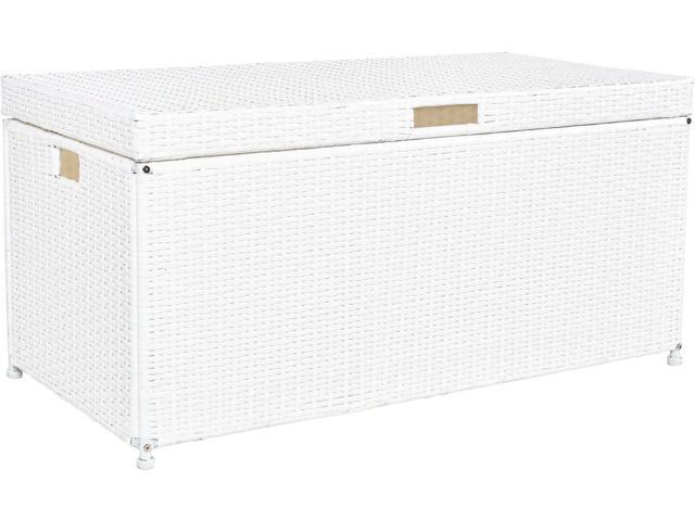 Outdoor 70 Gallon Wicker Deck Storage Box Color: White