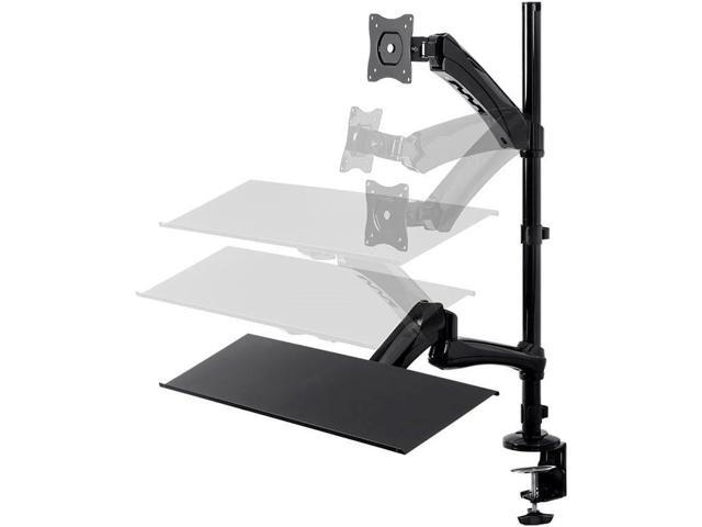 Monoprice Articulating Gas Spring Sit Stand Monitor and Keyboard Workstation Mount - for Displays 13in to 26in, VESA 75x75 to 100x100, Easy to Use,...