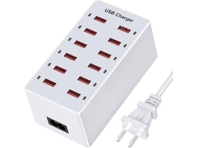 USB Charger 12-Ports Charging Station for Multiple Devices USB Wall Charger Power Hub Strip Smart Plug Charging Dock Block for iPhone...