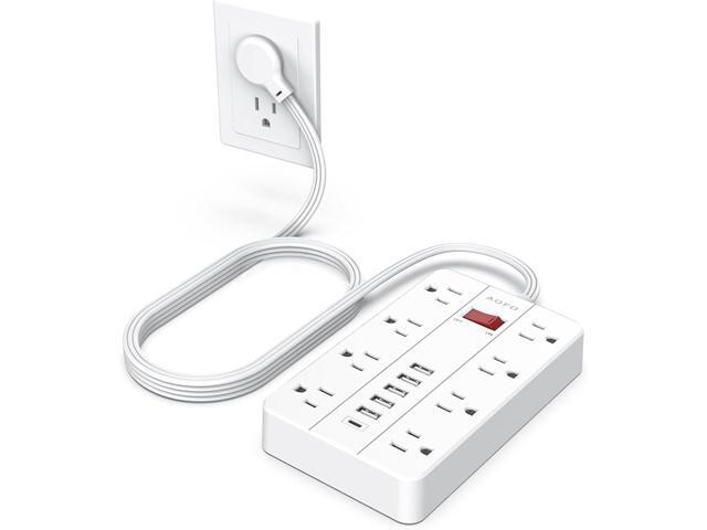 Power Strip Surge Protector with 6 USB (1USB C) Ports,AOFO 5 ft Extension Cord Flat Plug with 8 Widely Spaced Outlets,Wall Mountable Charging...