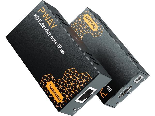 PWAY 400ft HDMI Extender Over Ethernet Cat5e/6, HDMI Over POE IP Kit, One to Many via 100M/1000M Switch, No Delay 1080p Video Extender for TV,...