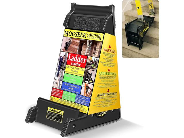 Stable Platform Ladder Leveler - Ladder Levelers for Extension Ladders with Storage for Uneven Surfaces (Regular Black)