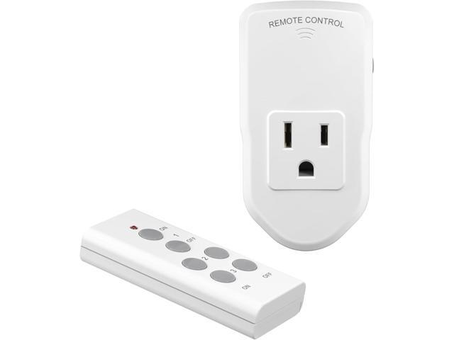 BN-LINK Wireless Remote Control Electrical Outlet Switch for Lights, Fans, Christmas Lights, Small Appliance, Long Range White 10A/1200W, 1 Remote.