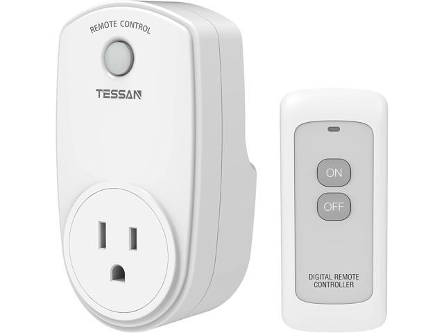 Remote Control Outlet, TESSAN Wireless Electrical Plug Switch for Lights, Lamps, Fans, 100ft RF Range, 1200W (1 Remote + 1 Outlet)