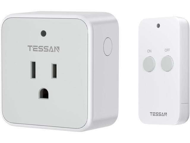 Remote Control Outlet, TESSAN Wireless Light Switch, On Off Switch Plug for Lights, Lamps, Fans, Household Appliances, 100ft RF Range, 15A/1875W(1.