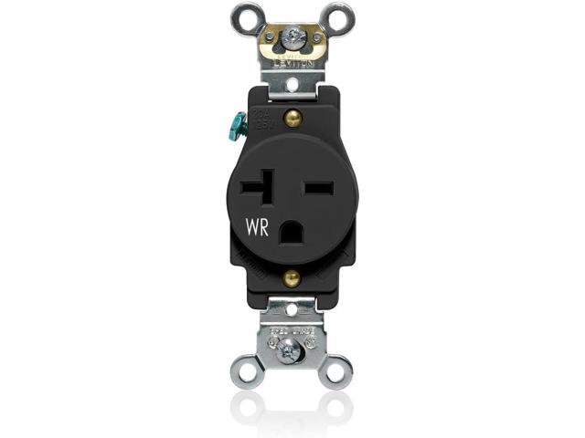 Leviton Single Receptacle Outlet, Weather-Resistant, 20 Amp, 250 Volt, Heavy-Duty Industrial Specification Grade, Back or Side Wire,.