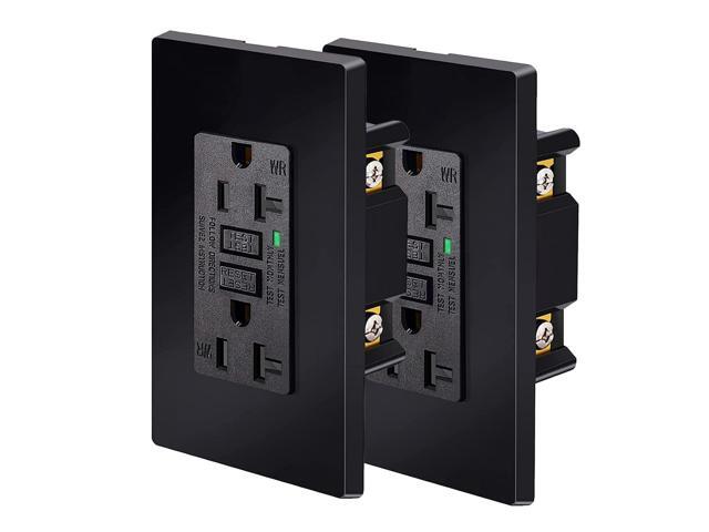 Black 20 Amp GFCI Outlet,NineLeaf GFI Dual Receptacle 20A Black,TR Tamper Resistant and WR Weather Resistant,Ground Fault Circuit Interrupters,Wall...