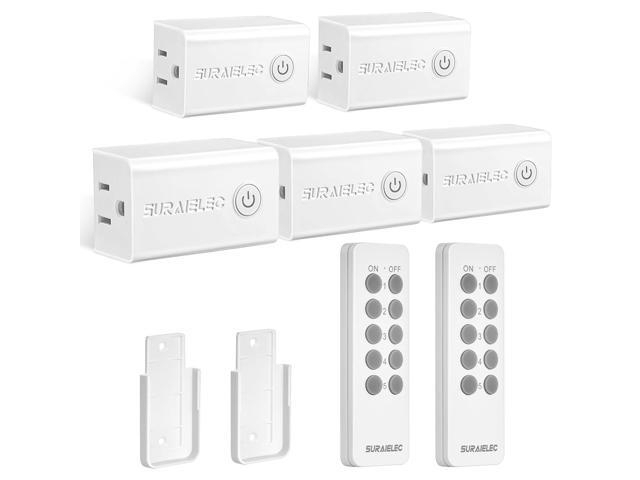 SURAIELEC Remote Control Outlet, Wireless Remote Light Switch, 100 FT, 15A/1875W, Expandable Indoor Compact Side Outlet Plug for Lamps, Fans,.