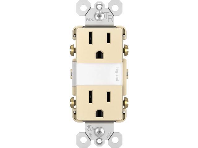 Legrand radiant NTL885TRLACC6 15 Amp Adjustable LED Night Light Outlet, Tamper Resistant Decorator Receptacle, Optional Louver, Light Almond (1 Count)