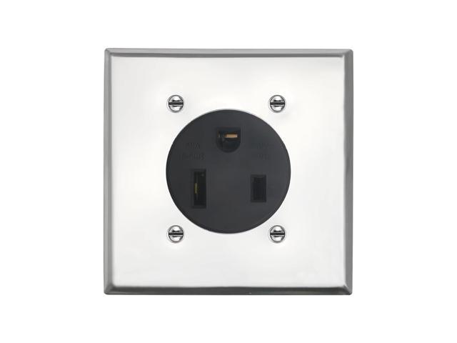 Nema 6-50 Receptacle With Square Wall Plate, 50 Amp 250 Volt Outlet, Flush Mounting for EV, Plasma Cutter and Welder, 2-Pole 3-Wire, Nema 6-50r.