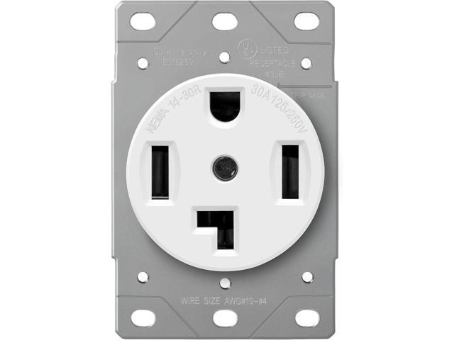ENERLITES 30 Amp Electrical Dryer Outlet NEMA 14-30R, Outdoor/Indoor, Flush Mount Receptacle, 3-Pole, 4 Wire, (10,8,6,4) AWG, Industrial Grade,.