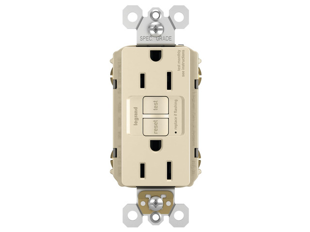 Legrand radiant 1597LACCD12 15 Amp GFCI Self Test Decorator Duplex Outlet, Light Almond (1 Count)