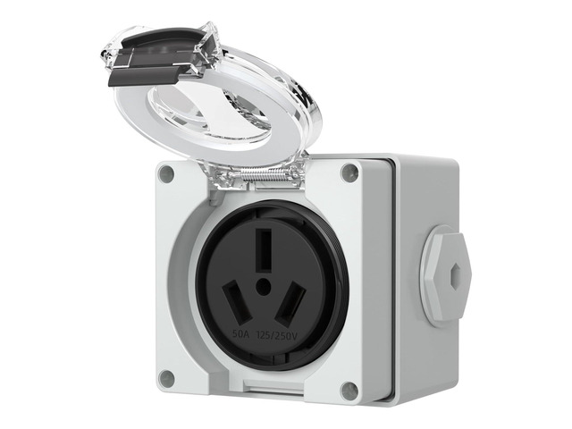 STARELO 50Amp Power Outlet Box,NEMA 10-50R Receptacle 125/250Volt,Outdoor dustproof and Weatherproof. No Grounding, Outlet for RV,EV,Heavy Duty...