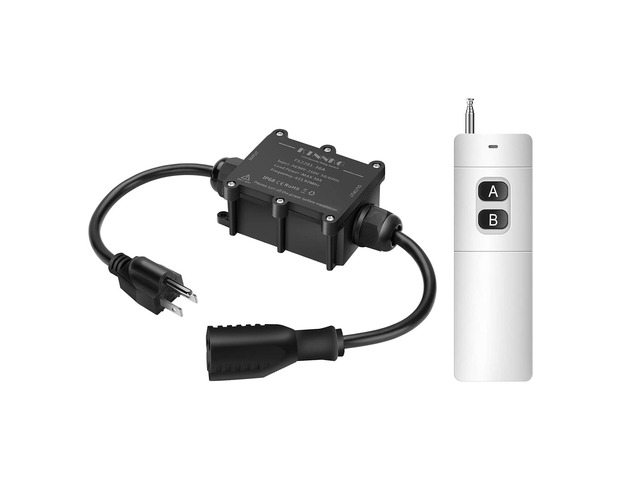 20-30 amp Outdoor Waterproof Smart Outlet with Remote Control, ac 90-250V KTNNKG Weatherproof Remote Control Power Switch, 1000m Long Range Remotes