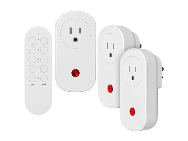 Remote Control Outlet, 15A Wireless Electrical Outlets Switch Plug for Christmas Lights, 130FT Long Range, Learning Code, FCC & ETL Listed, 3...