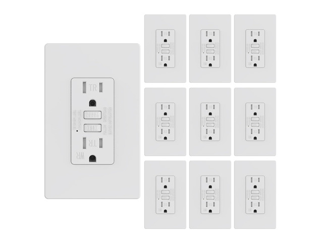WEBANG GFCI Outlets, Tamper-Resistant and Weather-Resistant, GFCI Receptacle with LED Indicator, Screwless Wall Plates with Thinner Design, 15...