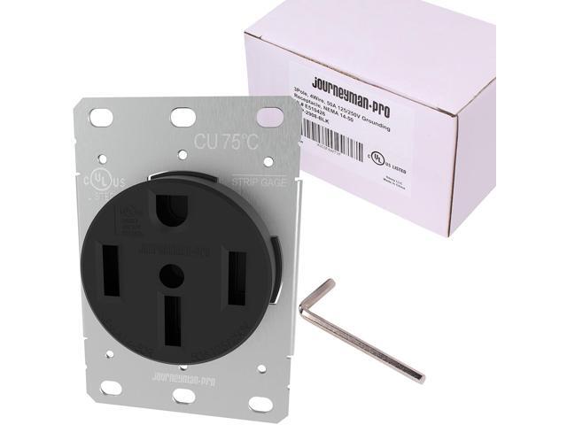 Journeyman-Pro Lifetime Guaranteed, NEMA 14-50 Commercial/Industrial Grade U. L. Approved 50 AMP 240V Receptacle 50A Wall Range Outlet for RV and...