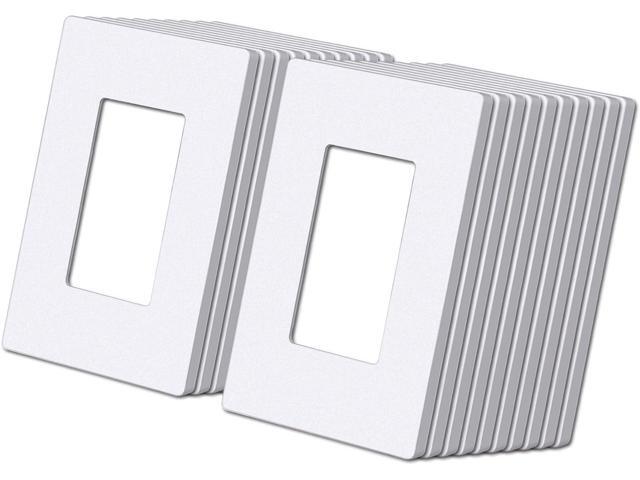 (20 Pack) BESTTEN USWP6 Matte Snow White Series, 1-Gang Screwless Wall Plate, Decorator Outlet Cover, Decor Switch Plate, H4.69 x W2.91, for.