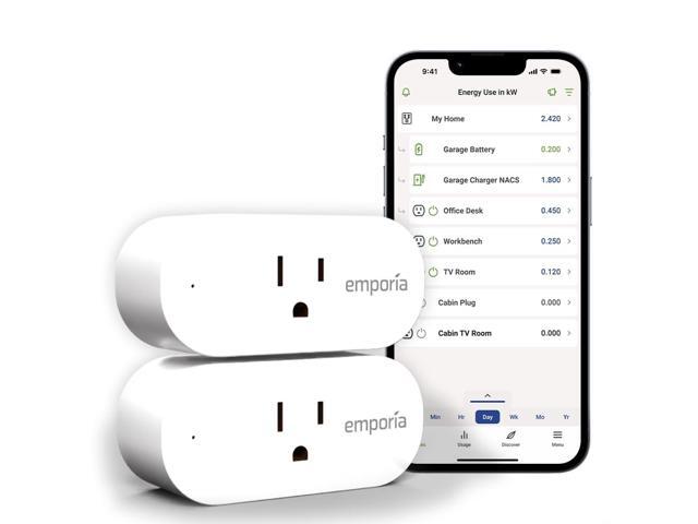 Emporia Energy Monitoring Smart Plug, WiFi Smart Outlet Plug Works with Alexa and Google Home - 15a WiFi Outlet with Timer, Mobile App, Home Energy.