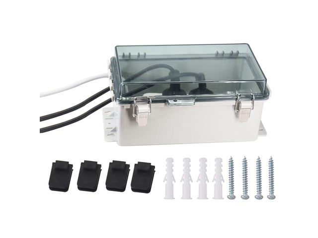 Electrical Box Outdoor Waterproof Box IP55 Junction Box Extension Cord Cover Outlet Covers,Connection Box Protect Power Strip, Timer Outlet, Clear...