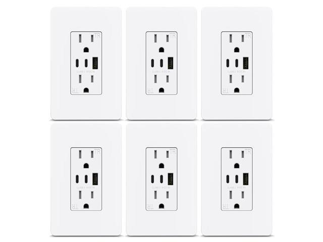 ThunderWay USB Outlet Receptacle- 3-Port USB C Wall Outlet, 30W 6.0A USB Electrical Outlet, 15 Amp Tamper-Resistant Outlet with USB C Ports, ETL.