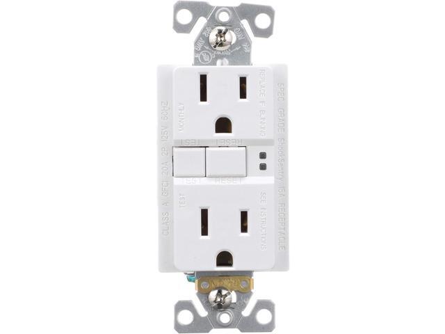 Eaton Arrow Hart SGF15W Duplex GFCI Receptacle, 125 VAC, 15 A, 2 Pole, 3 Wire, White