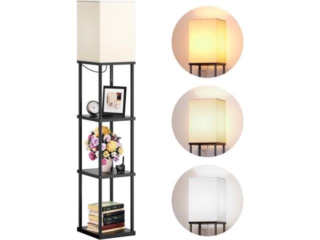 addlon Floor Lamps with Shelves, 4-Tier Modern Shelf Floor Lamp with 3CCT LED Bulb, Display Floor Lamp for Living Room, Bedroom and Office - Black
