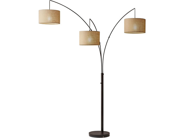 Adesso Arc Floor Lamp with 3 Movable Shades & Dimmable Brightness - Perfect Lighting for Bedroom, Living Room and Corner Decor, Antique Bronze